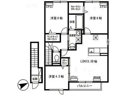 スクエアパーク諏訪B(3LDK/2階)の間取り写真