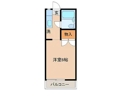 スカイエンジュA(ワンルーム/2階)の間取り写真