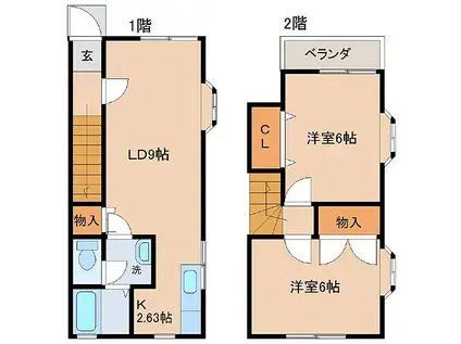 エンゼルハイツ水口(2LDK/1階)の間取り写真