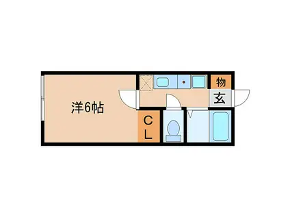 JR阪和線 六十谷駅 徒歩6分 2階建 築6年(1K/1階)の間取り写真