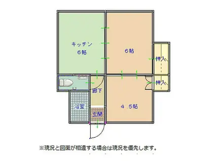 JR紀勢本線 紀和駅 徒歩10分 2階建 築48年(2DK/2階)の間取り写真