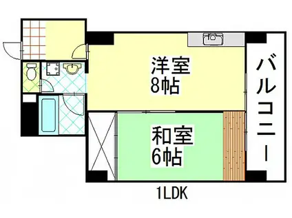 岡田ビル(1LDK/4階)の間取り写真