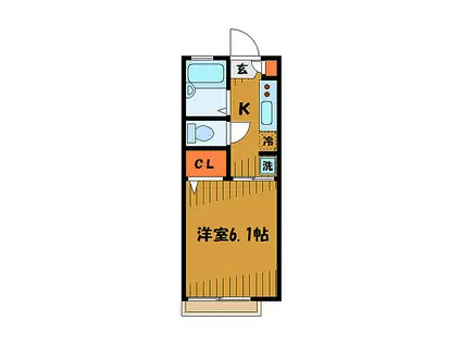 JR中央線 国分寺駅 徒歩7分 2階建 築30年(1K/1階)の間取り写真