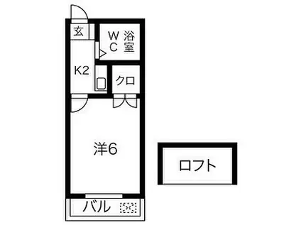 グランディア琴塚(1K/2階)の間取り写真