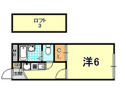 神鉄有馬線 丸山駅(兵庫) 徒歩19分 2階建 築18年(1K/1階)の間取り写真