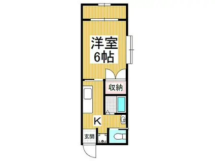 長田西ハイツ(1K/1階)の間取り写真