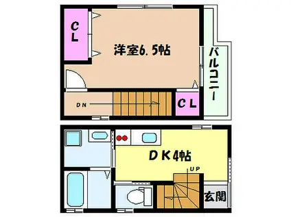 JR東海道・山陽本線 摩耶駅 徒歩8分 2階建 築8年(1DK/1階)の間取り写真