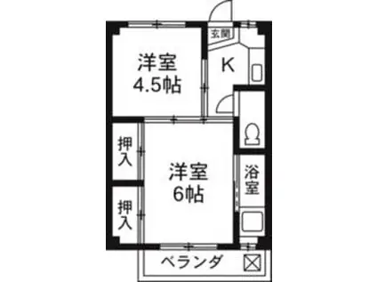 クラウンズマンション天川大島(2K/2階)の間取り写真