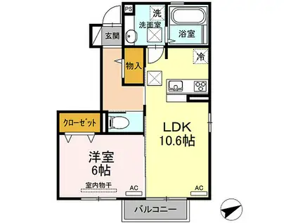 D-ROOM新生(1LDK/1階)の間取り写真