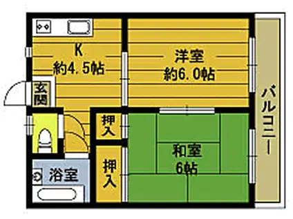 三洋コーポNO.5(2K/3階)の間取り写真