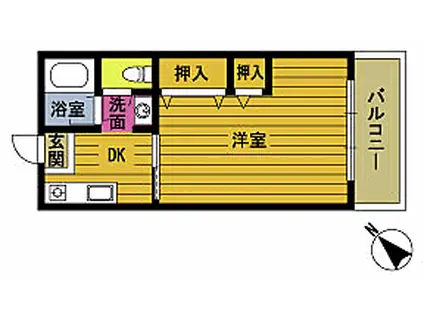 R-15番館(1K/2階)の間取り写真