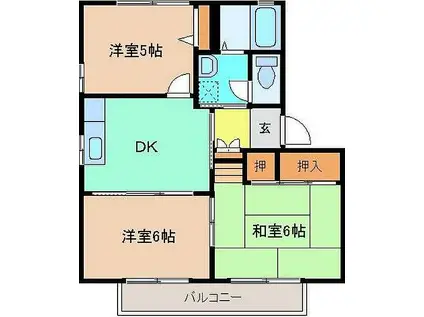 セゾンソレーユ C(3DK/2階)の間取り写真