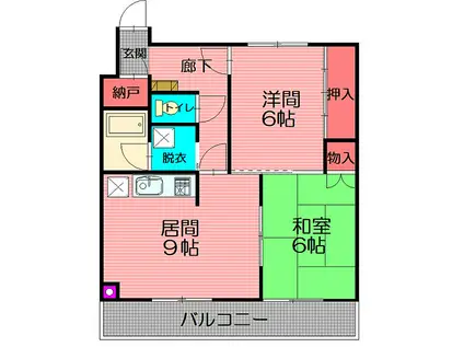 花咲第一マンション(2LDK/2階)の間取り写真