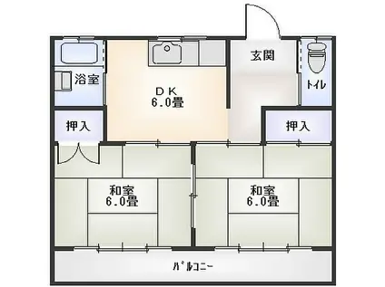 小川アパート(2DK/2階)の間取り写真