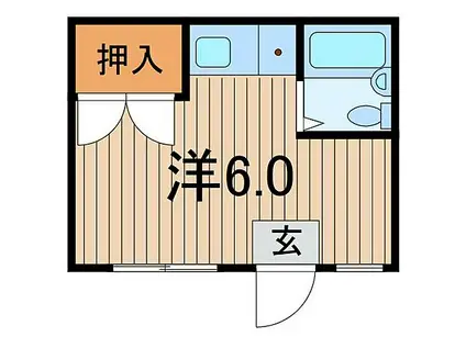 本田マンション1号棟(ワンルーム/4階)の間取り写真