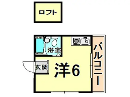 阪急伊丹線 新伊丹駅 徒歩9分 2階建 築32年(ワンルーム/2階)の間取り写真