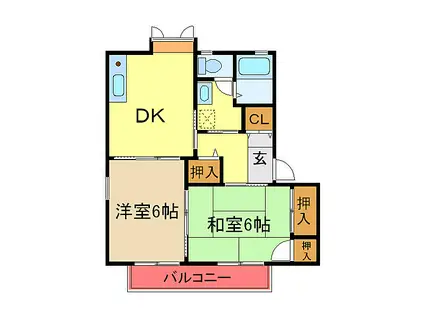 JR内房線 五井駅 徒歩15分 2階建 築28年(2DK/2階)の間取り写真