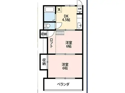 大吉アパートメント東松山(2DK/1階)の間取り写真