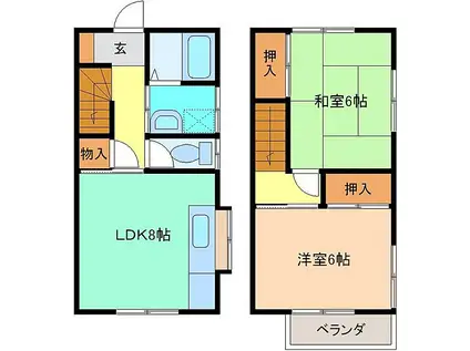 ハイツ峯(2LDK/1階)の間取り写真