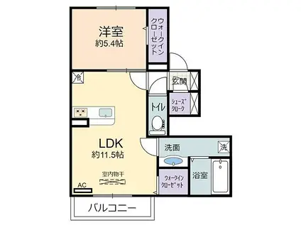TKS北垣内(1LDK/1階)の間取り写真