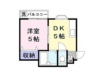 フレッシュハイツ諸福(1DK/4階)の間取り写真