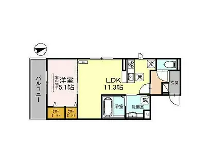 JR東海道・山陽本線 向日町駅 徒歩10分 3階建 新築(1LDK/1階)の間取り写真