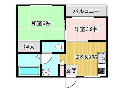 メゾンノーブル(2DK/1階)の間取り写真