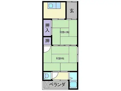 富士ハイツ(2K/2階)の間取り写真