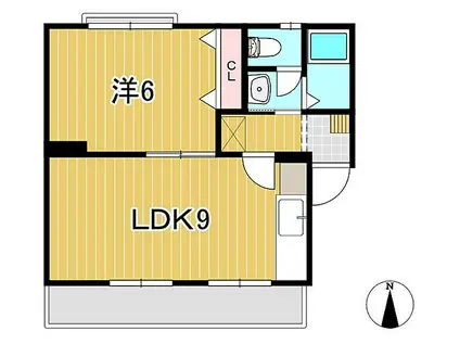 レジデンス東多賀(1LDK/2階)の間取り写真