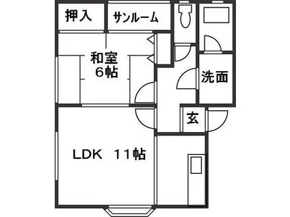 リバティYURI(1LDK/1階)の間取り写真