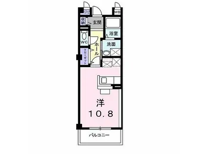JR伯備線 東山公園駅(鳥取) 徒歩14分 3階建 築21年(ワンルーム/2階)の間取り写真