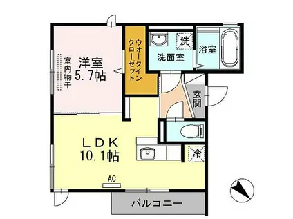 セジュールオッツ目久美(1LDK/1階)の間取り写真