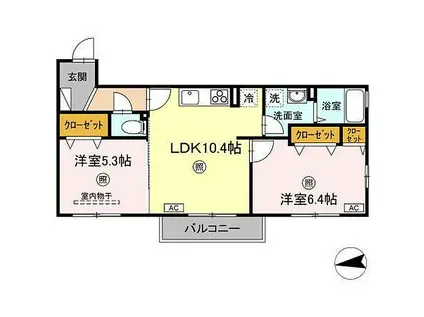 シュプレム(2LDK/2階)の間取り写真