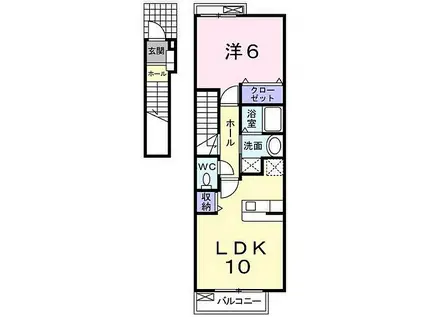 メディオ・コルソA(1LDK/2階)の間取り写真