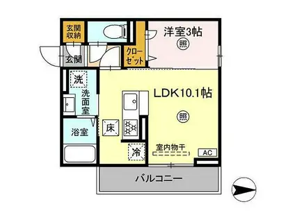 ロイヤルステージ皆生新田(1LDK/1階)の間取り写真