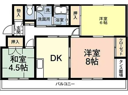 レインボーハウス有秋台西 C36棟(3DK/1階)の間取り写真