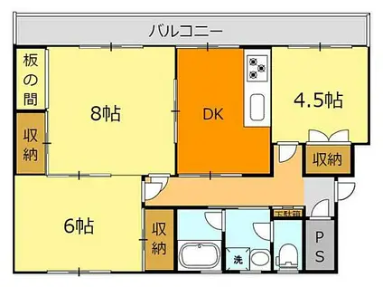 レインボーハウス有秋台西C38棟(3DK/3階)の間取り写真
