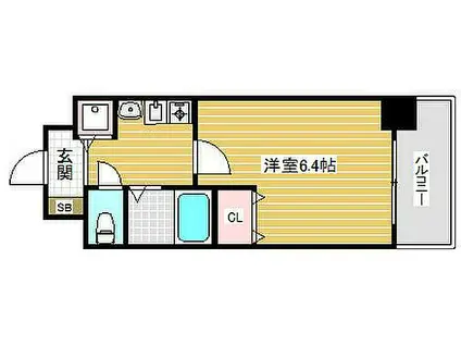 プレサンス神戸三宮(1K/2階)の間取り写真