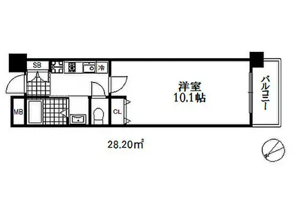 レジディア三宮東(1K/7階)の間取り写真