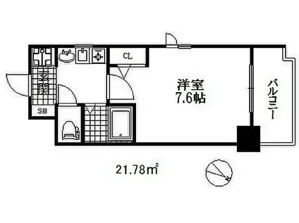 エステムコート三宮山手Ⅱソアーレ(1K/8階)の間取り写真