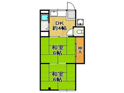 金城マンション(2DK/4階)の間取り写真