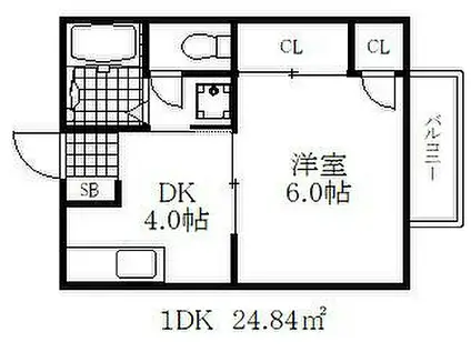 ヒルサイド山手(1DK/1階)の間取り写真