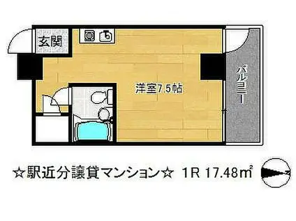 カサベラ花隈(ワンルーム/9階)の間取り写真