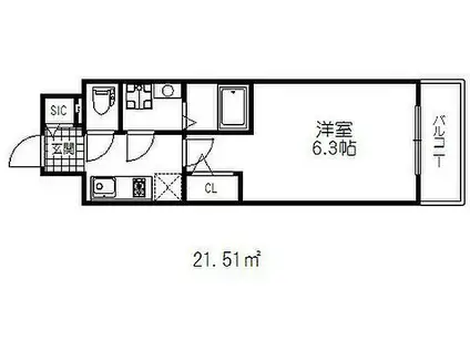 エスリード神戸レジデンス(1K/7階)の間取り写真