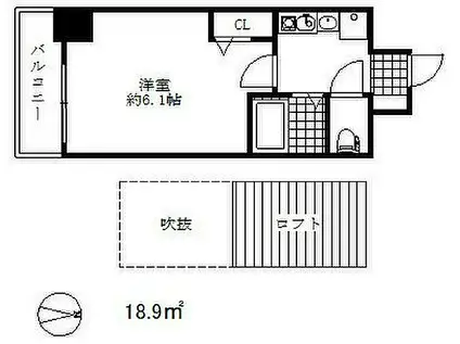 エステムコート神戸県庁前Ⅲフィエルテ(1K/5階)の間取り写真