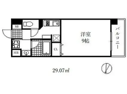 ベルフェリーク新神戸(ワンルーム/8階)の間取り写真