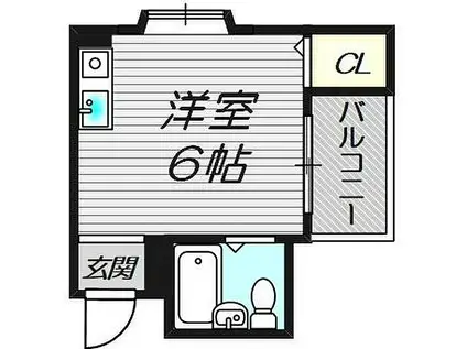 阪急京都本線 相川駅 徒歩5分 5階建 築35年(ワンルーム/5階)の間取り写真
