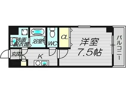 大阪メトロ御堂筋線 本町駅 徒歩4分 10階建 築22年(1K/8階)の間取り写真