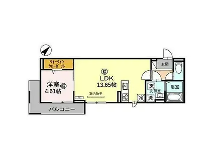 JR草津線 手原駅 徒歩13分 3階建 築1年(1LDK/2階)の間取り写真