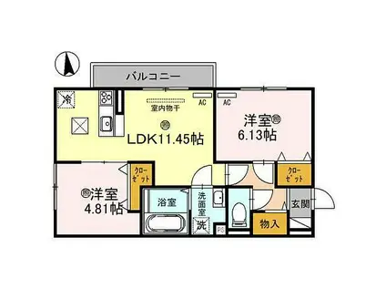 エスポワール瀬田(2LDK/1階)の間取り写真